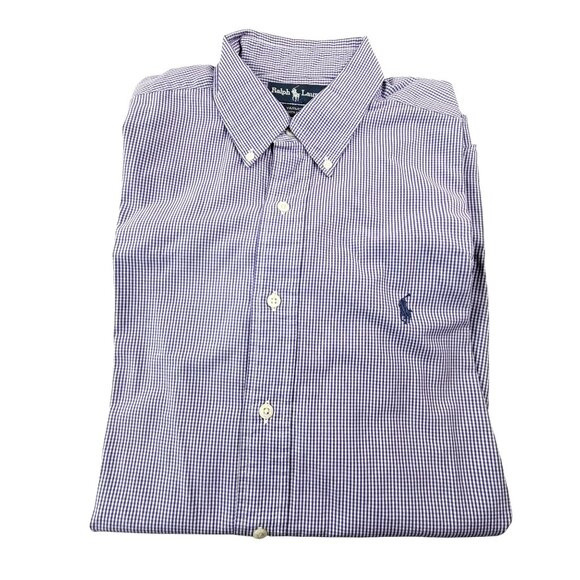 Ralph Lauren Yarmouth Purple Gingham Mens Shirt 16 32/33 Long Sleeve JH1791 - Picture 7 of 7